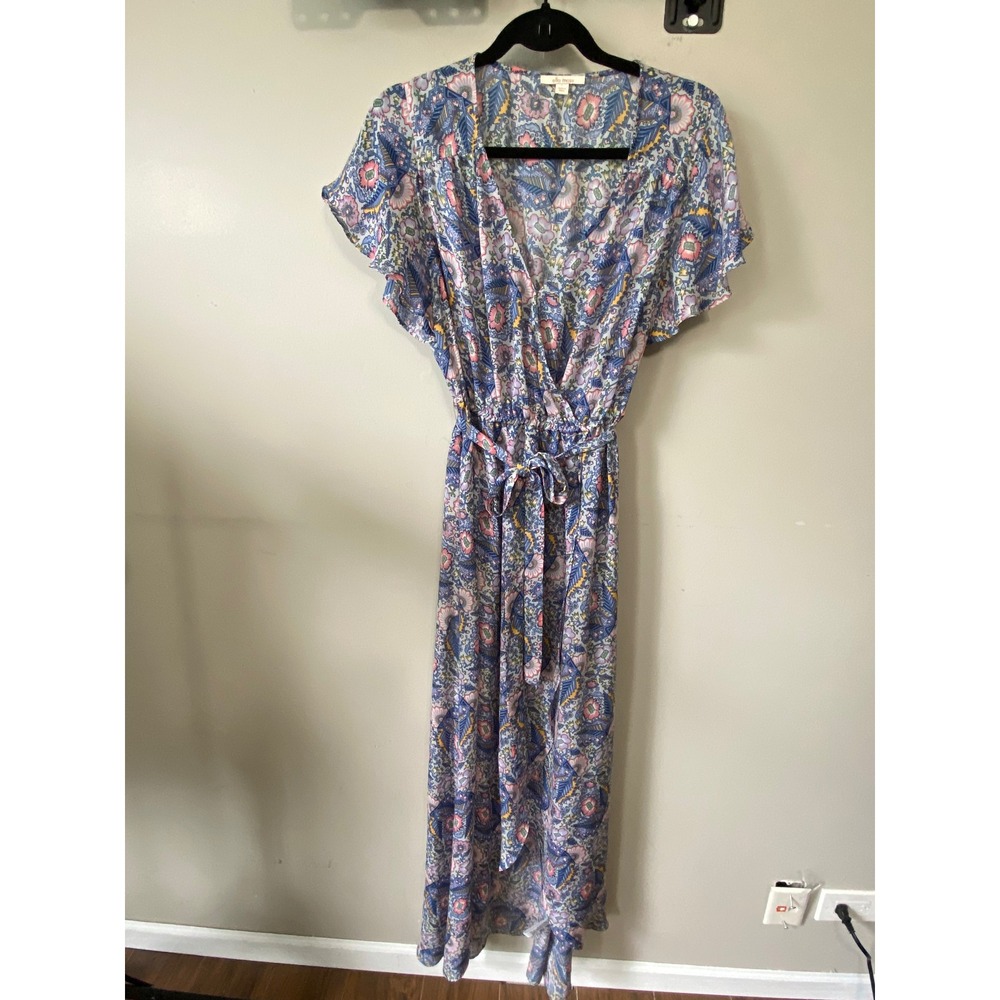 Ella Moss Floral Paisley High-Low Maxi Dress Blue Pink coquette chic boho light